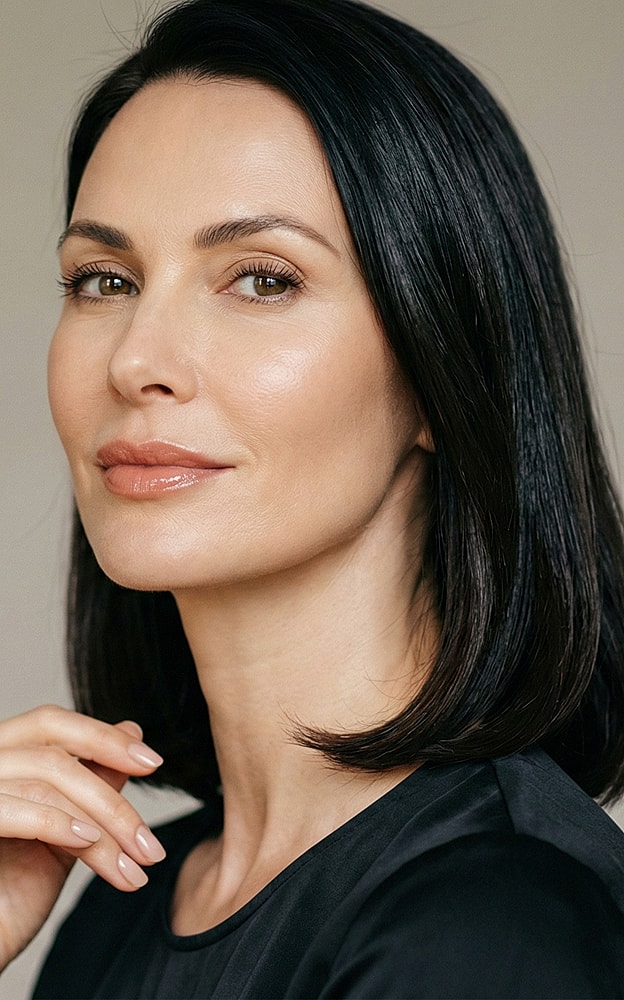 Portrait of a woman with shoulder-length hair.